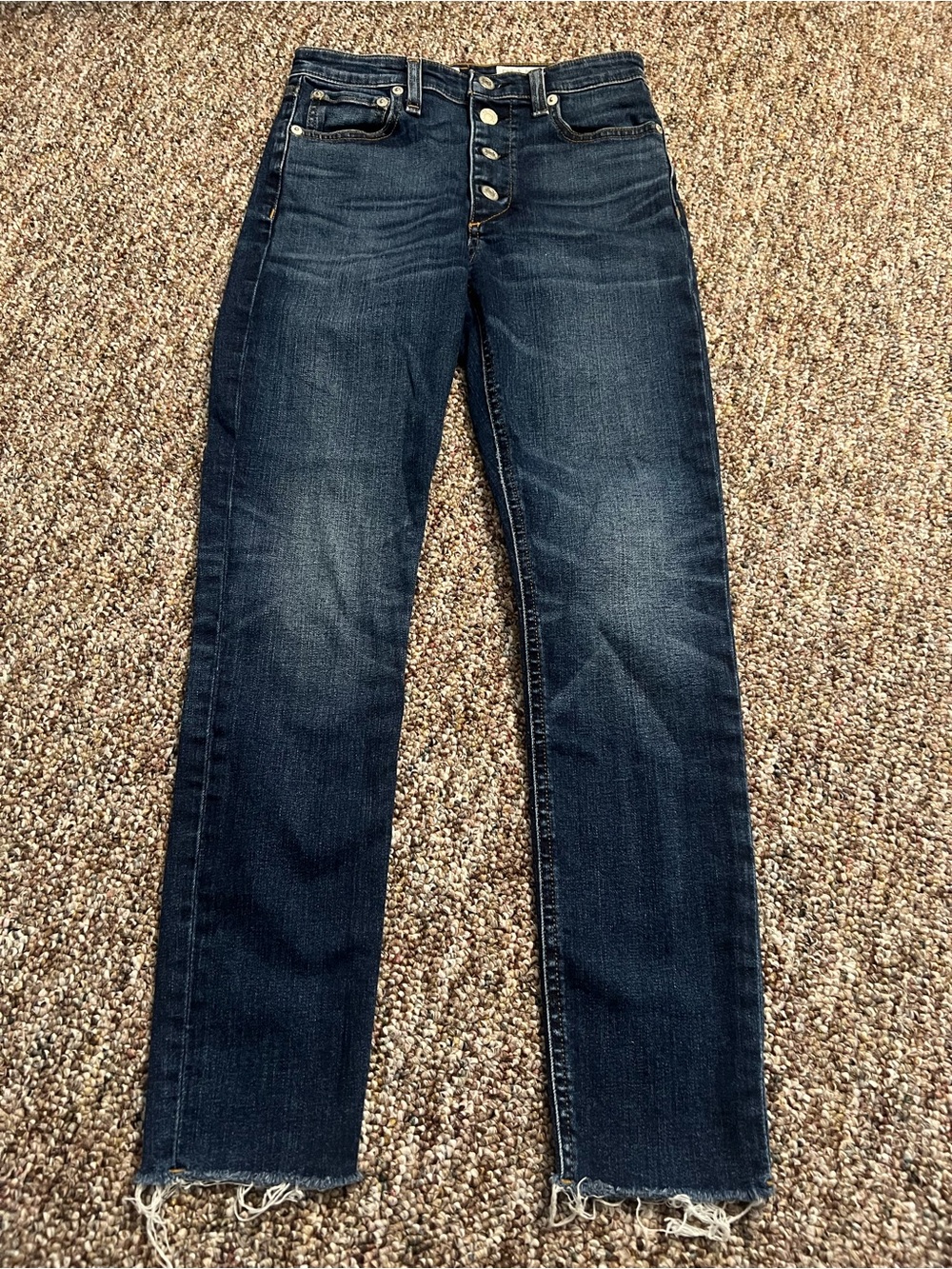 Rag & Bone Women’s Nina High-Rise Ankle Skinny Denim Distressed Jeans Size 24